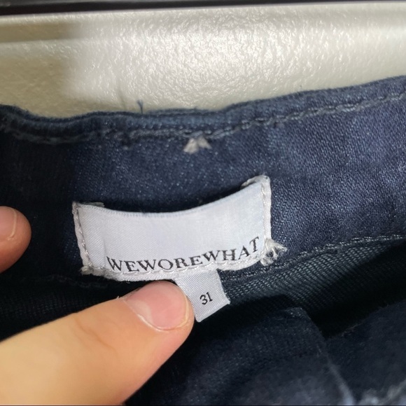 WEWOREWHAT Trumpet Flare Denim Shorts Womens 31 - Picture 3 of 5
